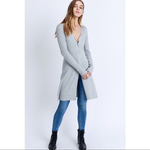 Long-Line Ribbed Cardigan - Picture 5 of 8